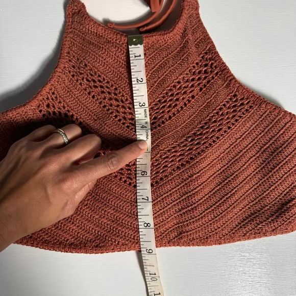 Xhilaration Crochet High Neck Bikini Top buen Orange Strappy Back Swimwear Sz XL - Picture 4 of 5